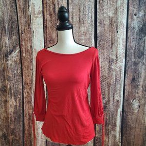 Subtle Sexy Trina Turk Scoop Back Open Arms Size Small Red Top